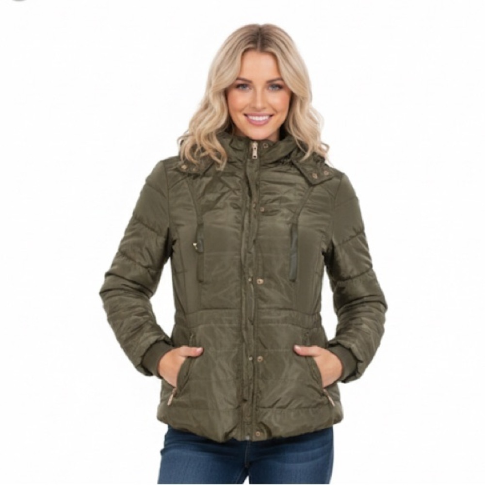 LA Coalition olive green hooded jacket size medium